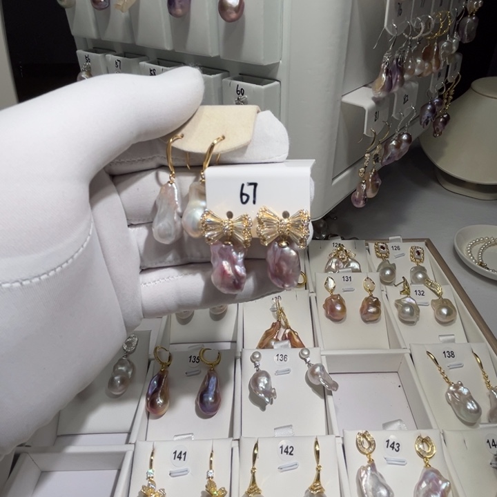 淡水珍珠耳饰银S925镶嵌淇*婕