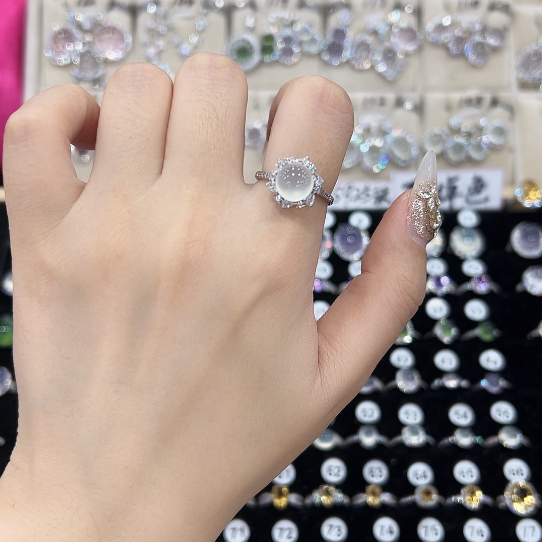 蛇纹石玉银S925镶嵌戒指福利款