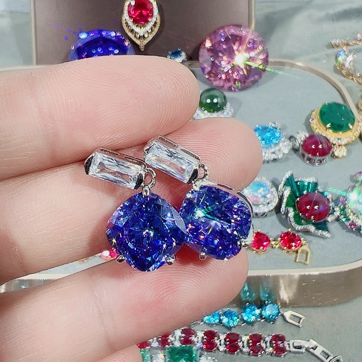 非金属红色蓝色满镶嵌吊坠戒指