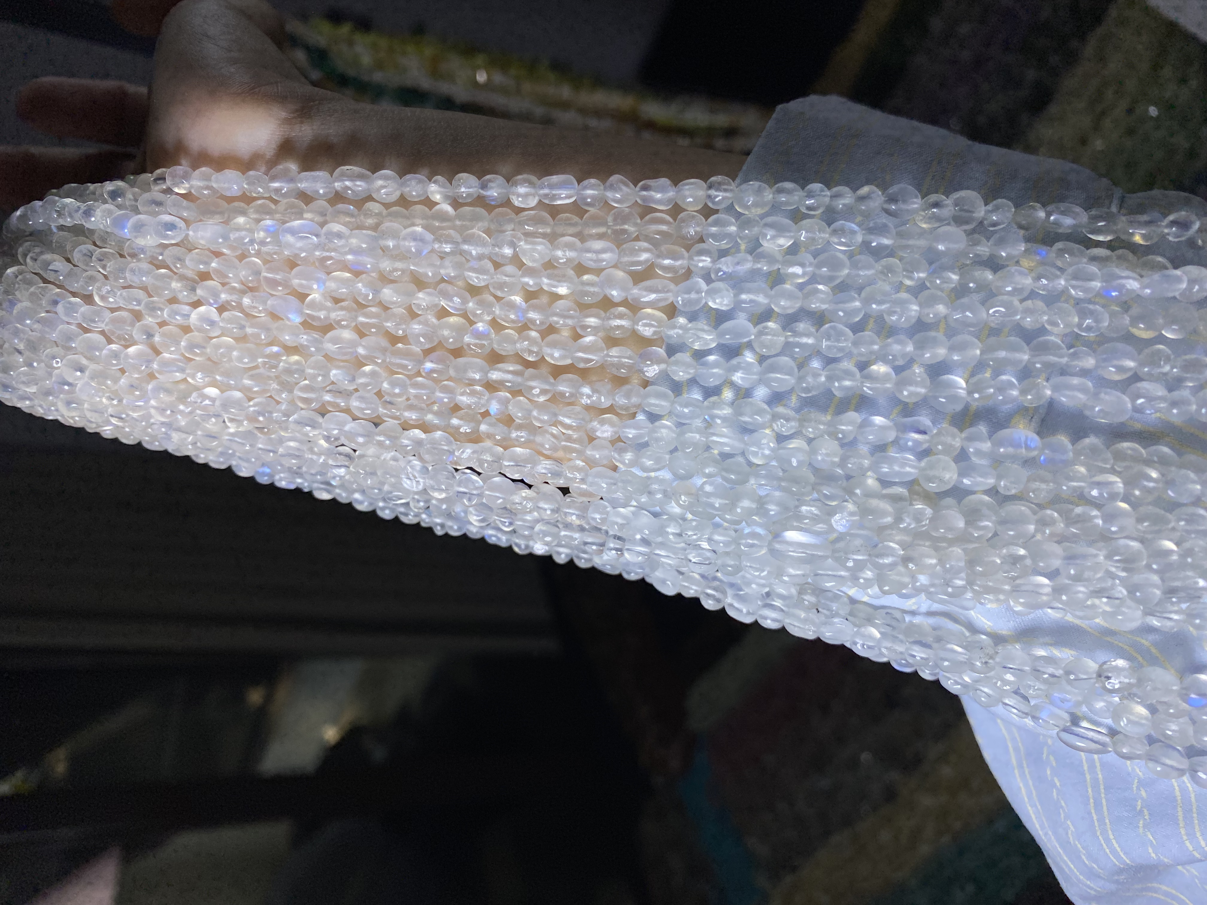 天然随行蓝月光小糖豆散珠半成品可diy做手串手机链配珠