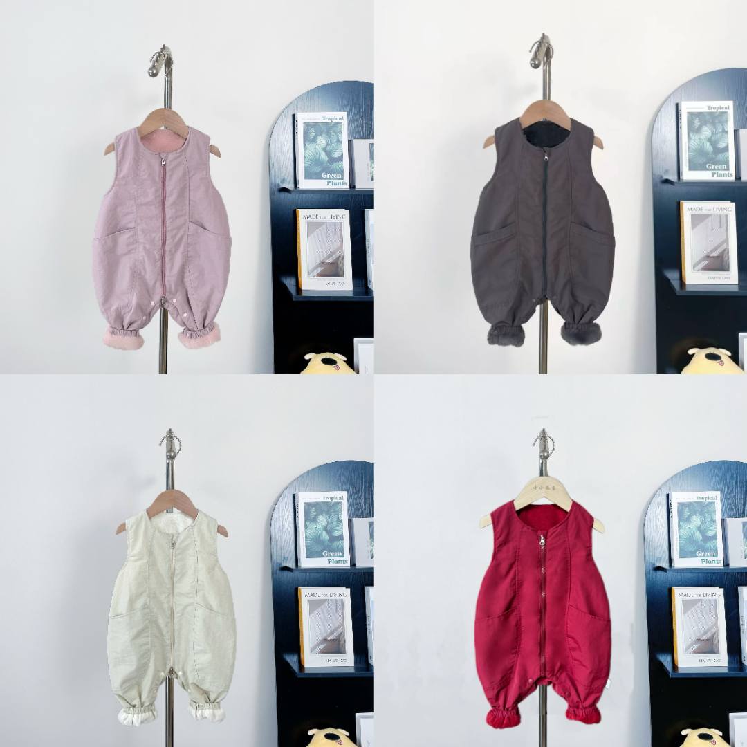 【萌77】婴幼儿双口袋奥粒绒背带裤