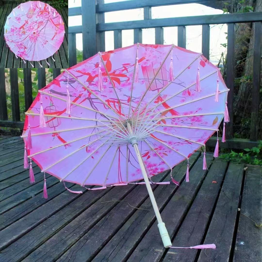 古风汉服流苏伞演出伞花瓣伞拍照道具伞舞蹈绸布工艺伞古典伞油纸