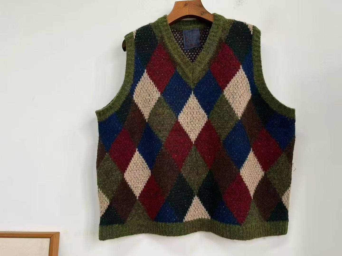 木木分享（荼）B351263百搭做旧均码无袖秋冬季宽松套头针织V领背心