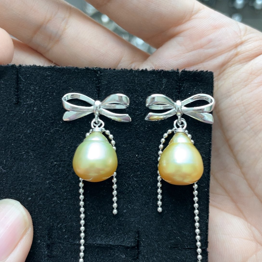 海水珍珠耳饰银S925镶嵌