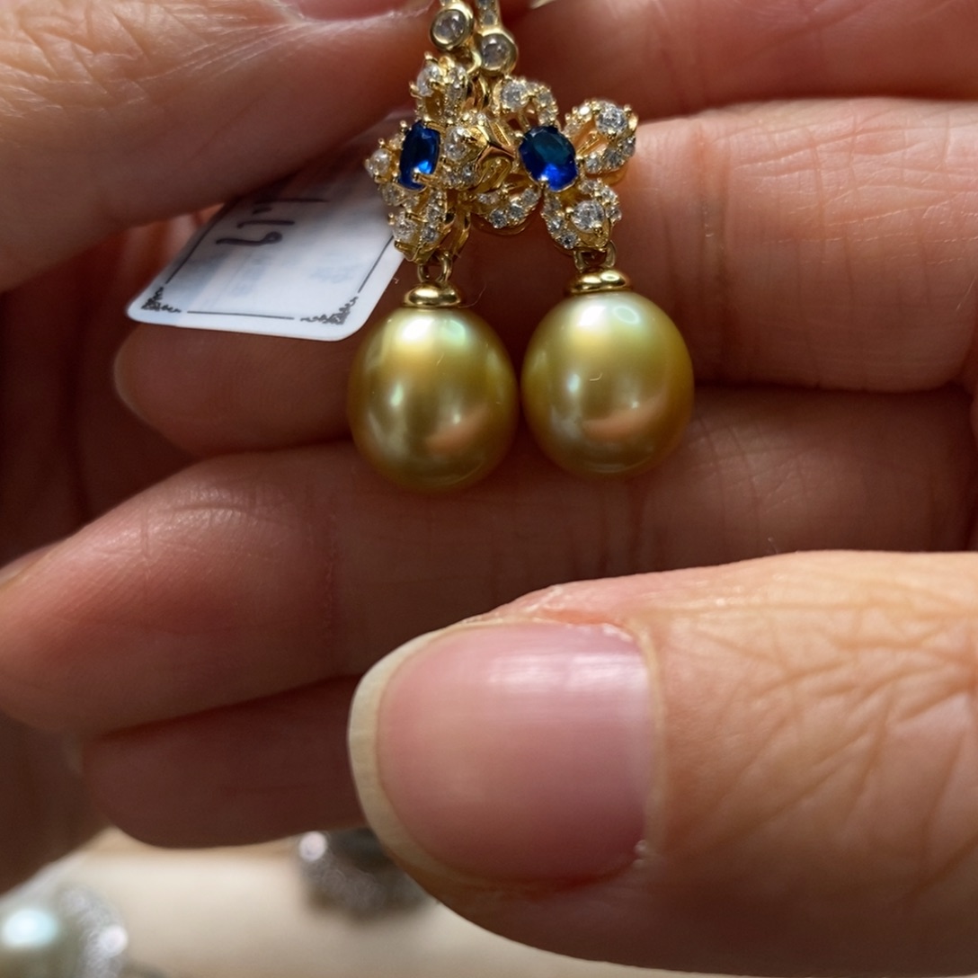 海水珍珠耳饰银S925镶嵌