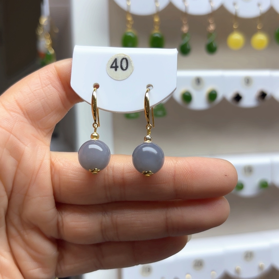 和田玉耳饰银S925镶嵌