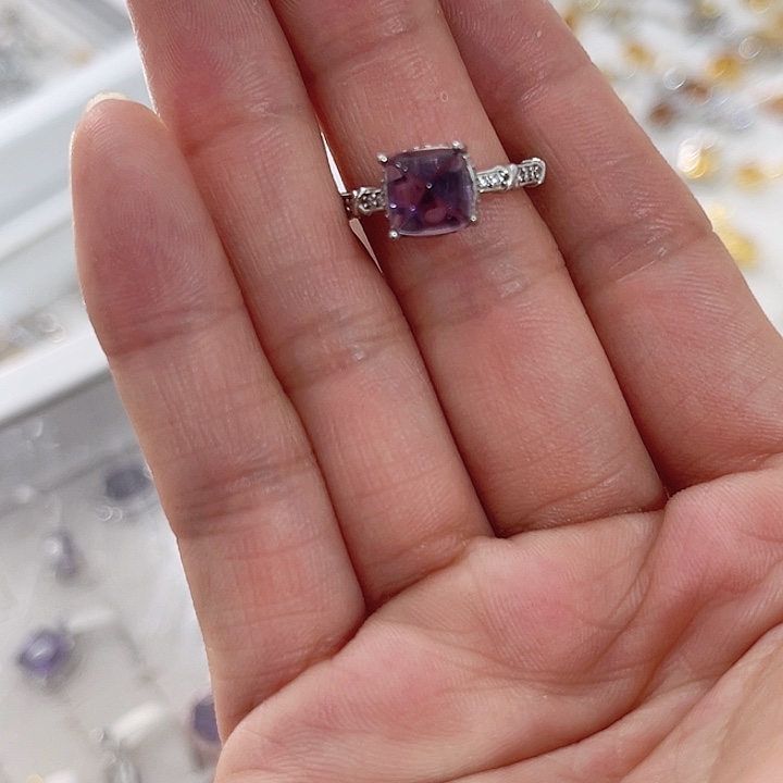 紫晶戒指银S925镶嵌戒指