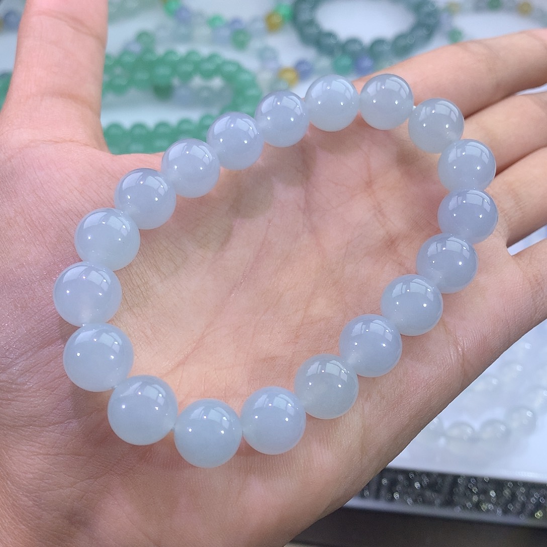 未镶嵌手链翡翠冰胶蓝底手串