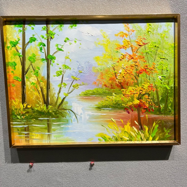 30x40横板纯手工油画简约风景油画家居装饰画卧室书房挂画