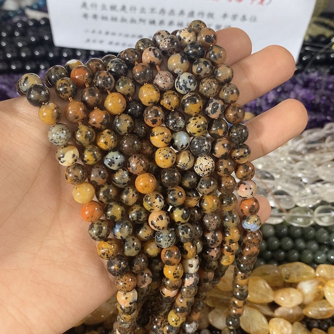 玛瑙/玉髓珠宝半成品未镶嵌一条天然8mm虎斑圆珠