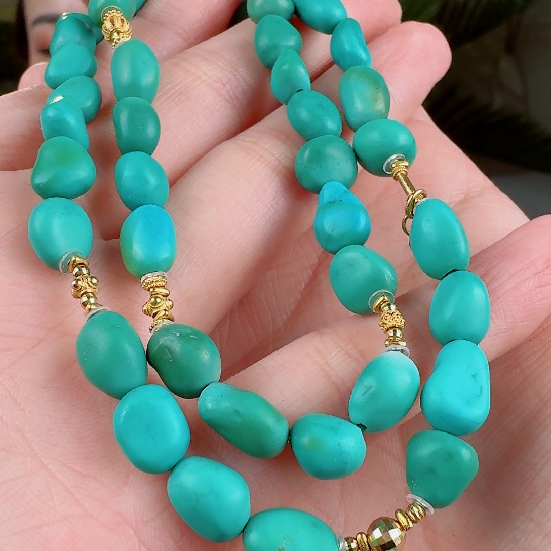 绿松石珠宝奇石18K金镶嵌