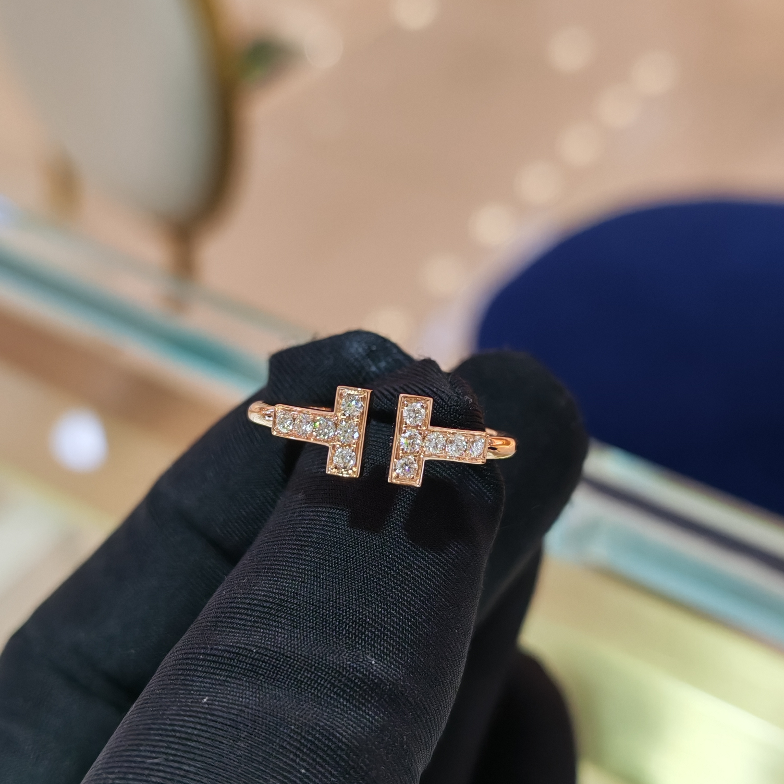 【金诚珠宝】18K金 双T戒指 玫瑰金 2.6克～3克左右 48h鉴赏期