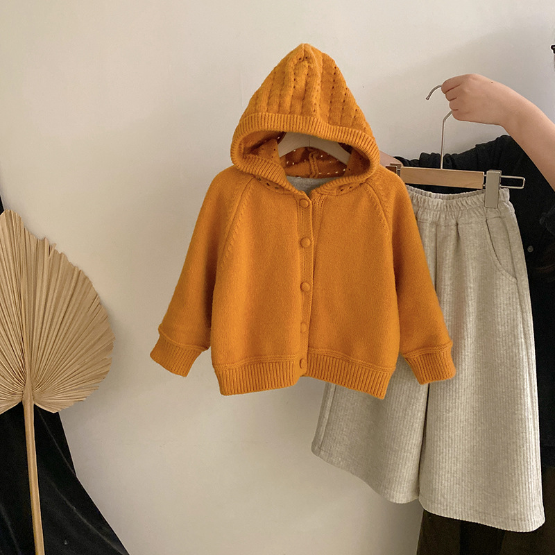 【安安家】韩版女童秋冬新款针织潮流连帽纯色上衣2025百搭潮R25628