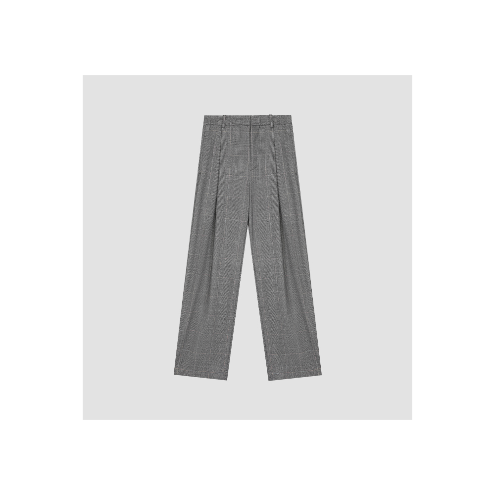 原厂孤品特价清！100%羊毛经典格纹通勤直筒裤DCP24190