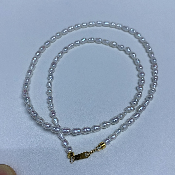 项链淡水珍珠18K金镶嵌3-4