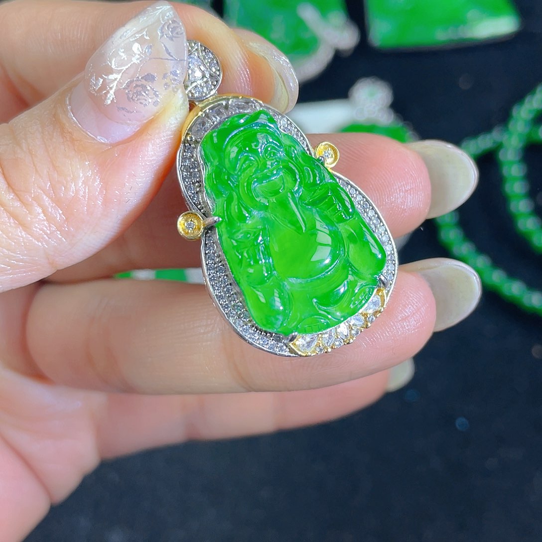 翡翠吊坠(不含链)银S925镶嵌