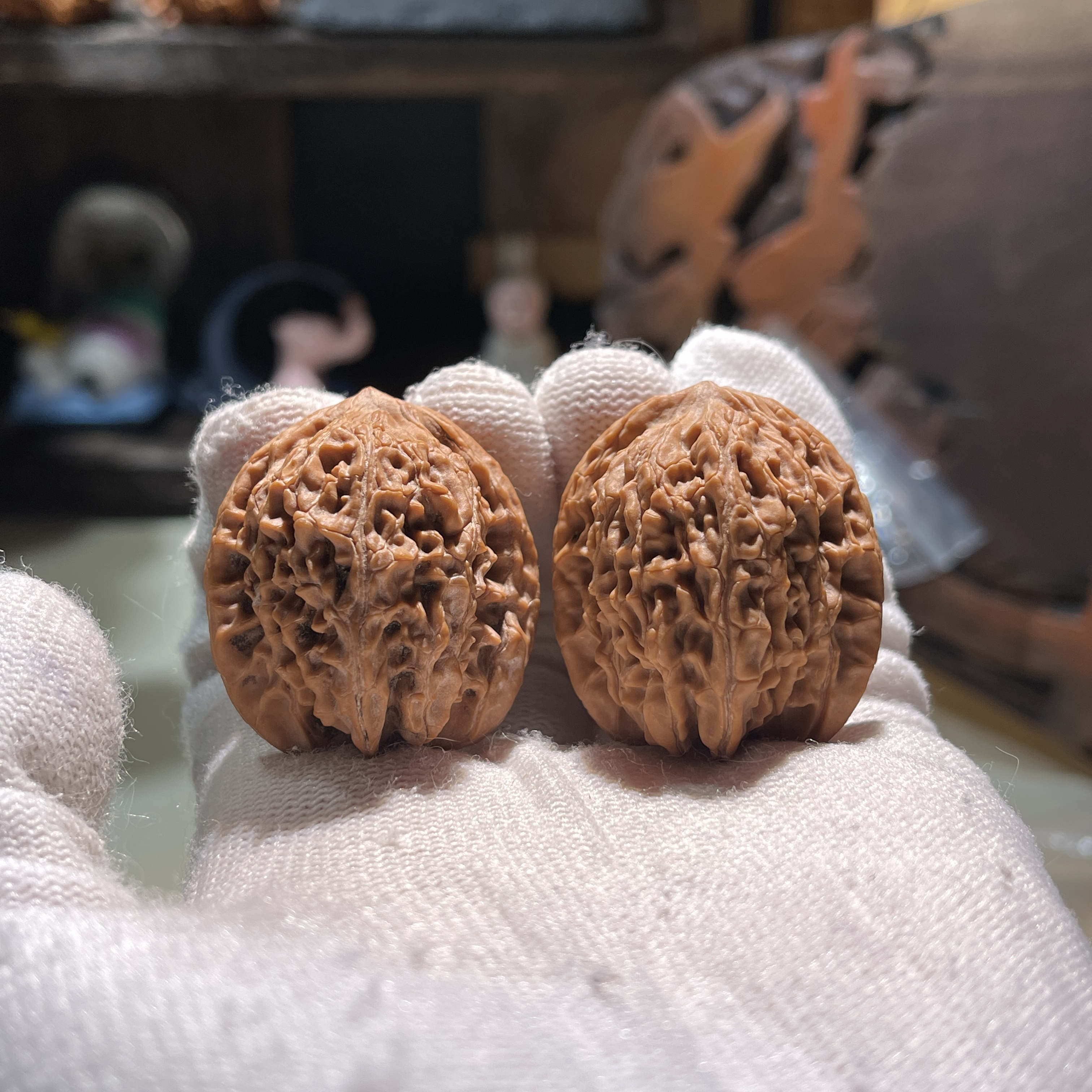 化十猿女生文玩丨野生虎头全品橘皮33×33×37精对手把件无修核桃