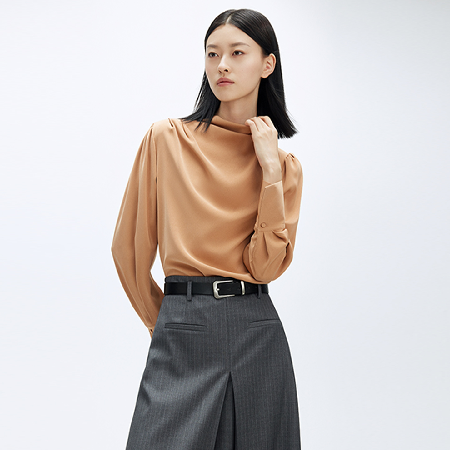 【ka】优雅知性荡领落落大方小衫2025秋季新款七号铺撤柜女装