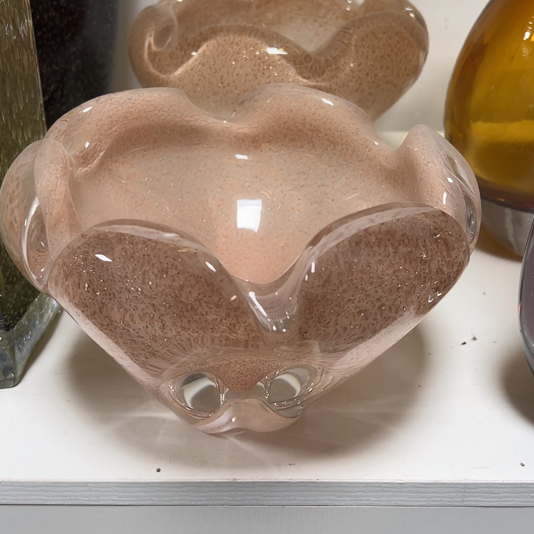 琉璃高15橙色金云母琉璃花器