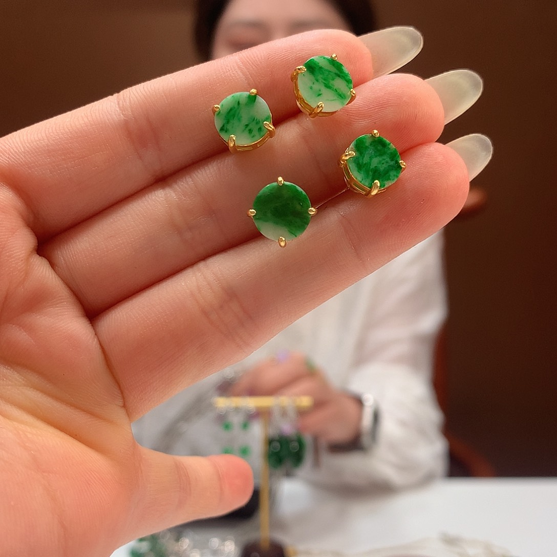 翡翠银S925镶嵌耳饰耳饰