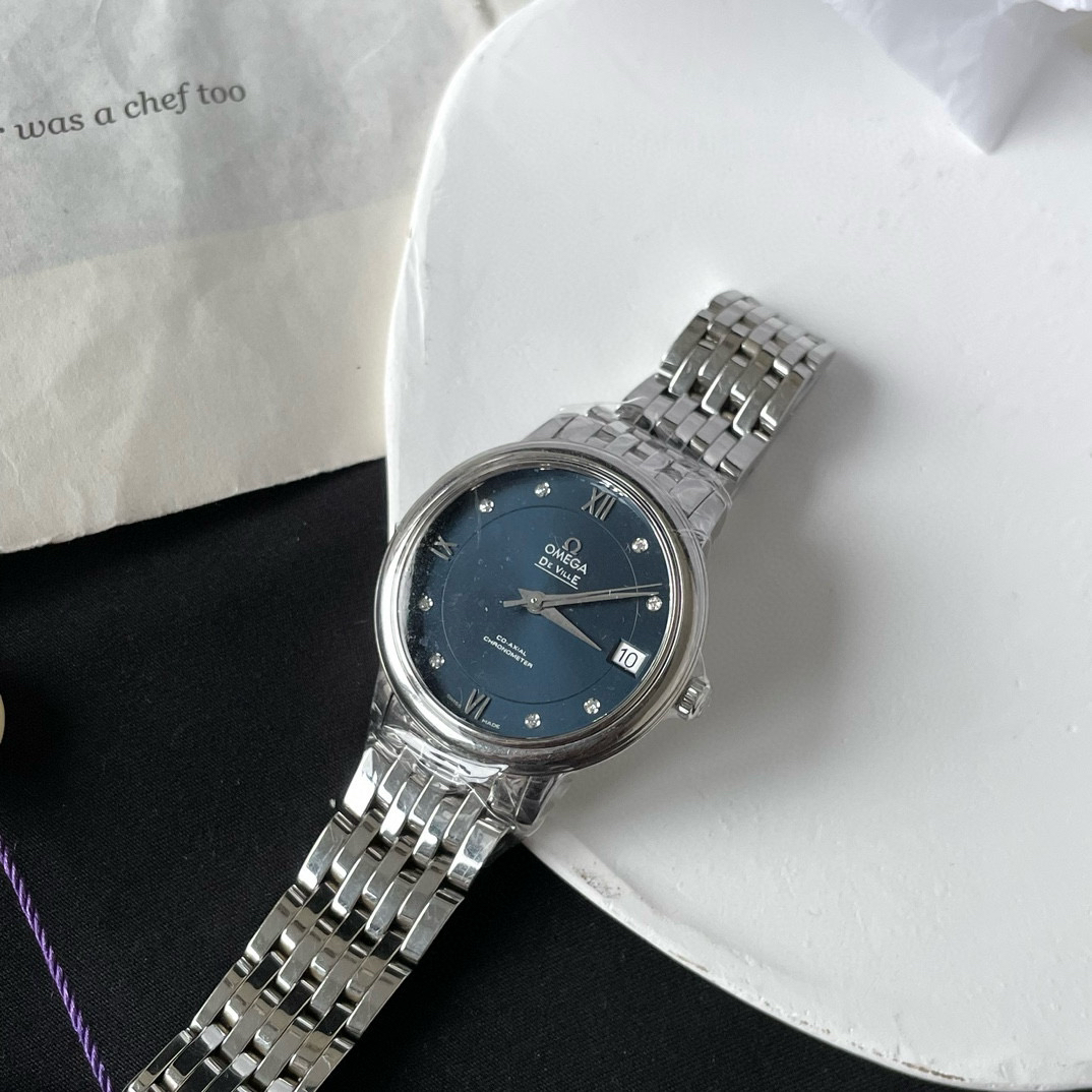 95新 Omega/欧米茄 星座蓝盘镶钻手表JM7-1745