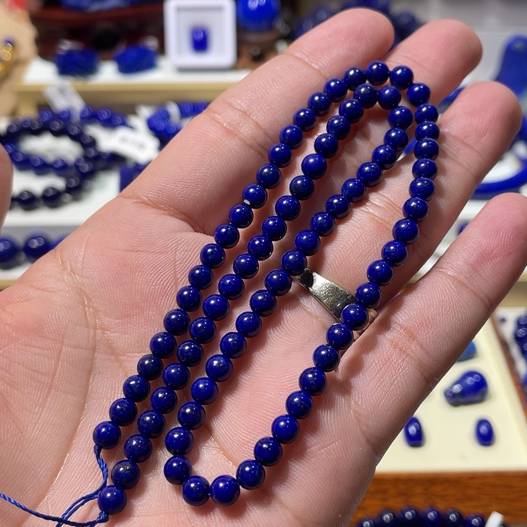 青金石未镶嵌5.2mm半成品40cm长度