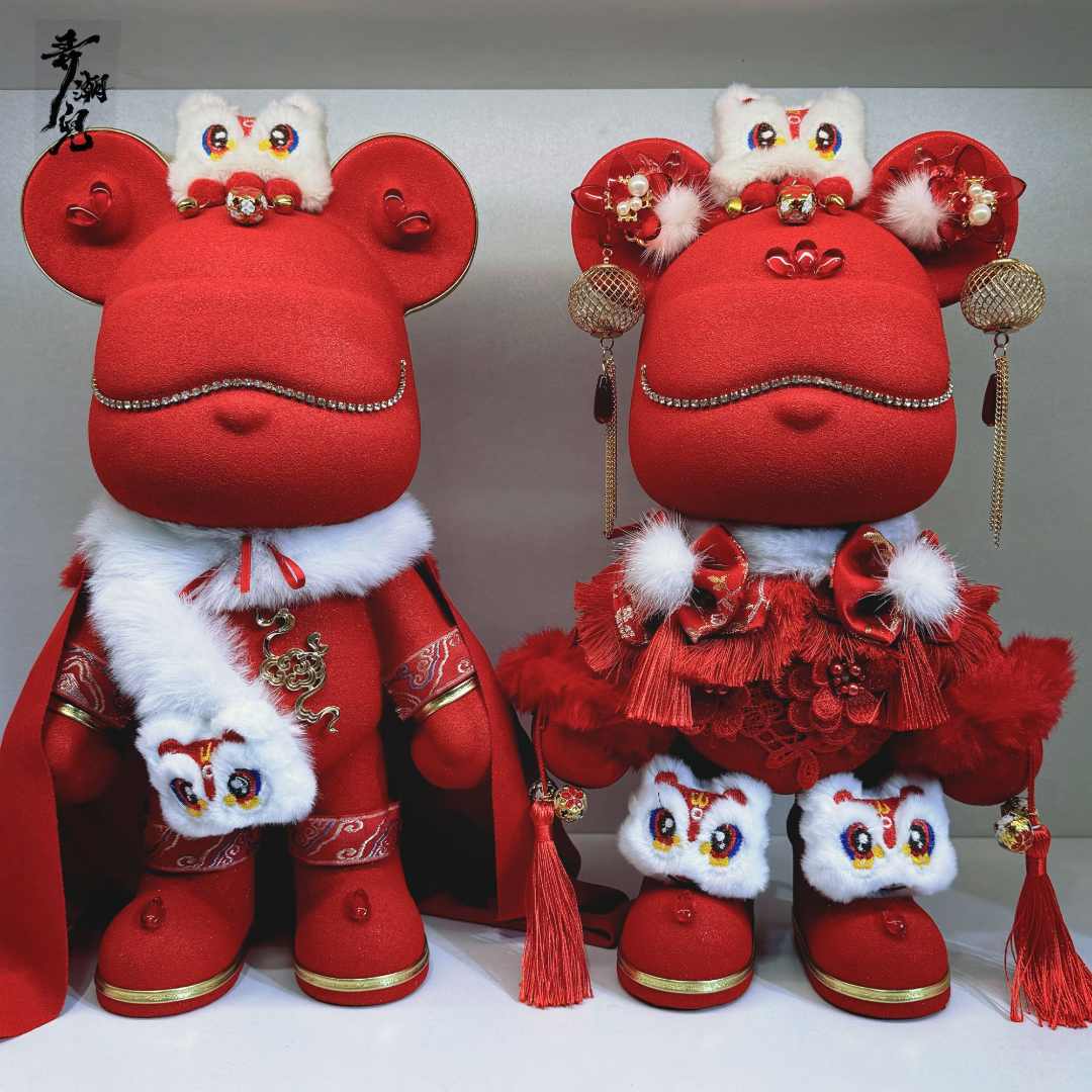 【弄潮儿潮玩】 （醒狮瑞熊）流体熊高端手办摆件diy