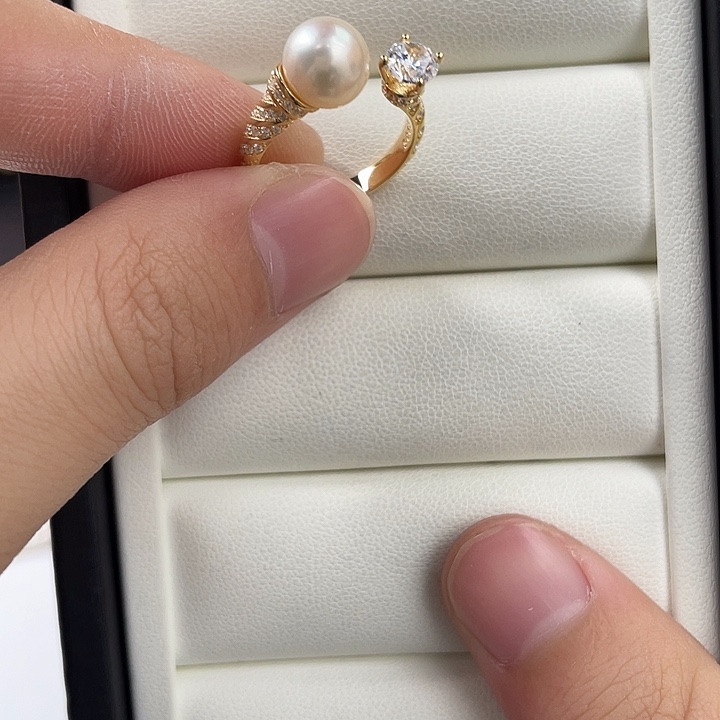 戒指海水珍珠银S925镶嵌