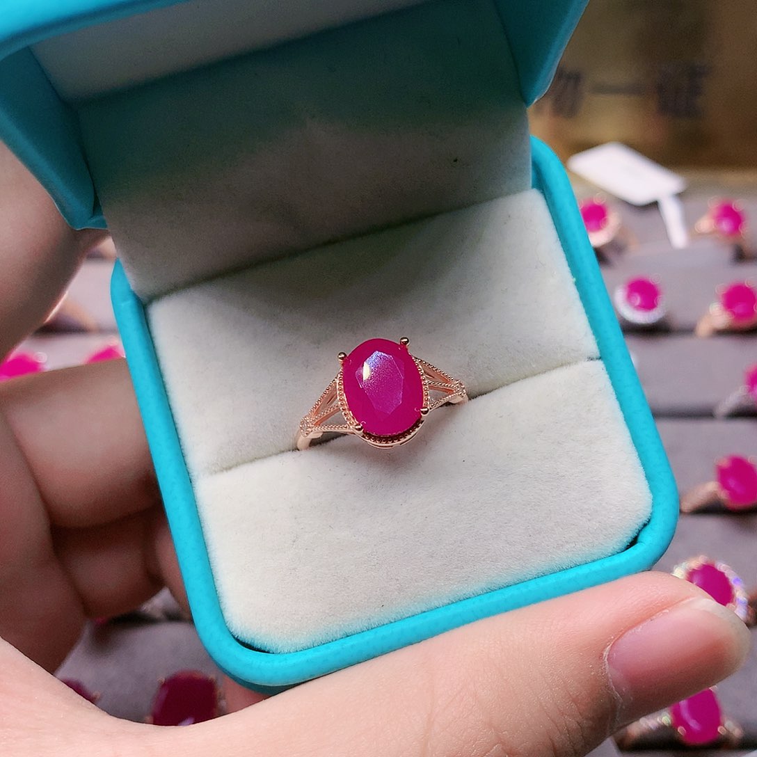 红宝石戒指银S925镶嵌