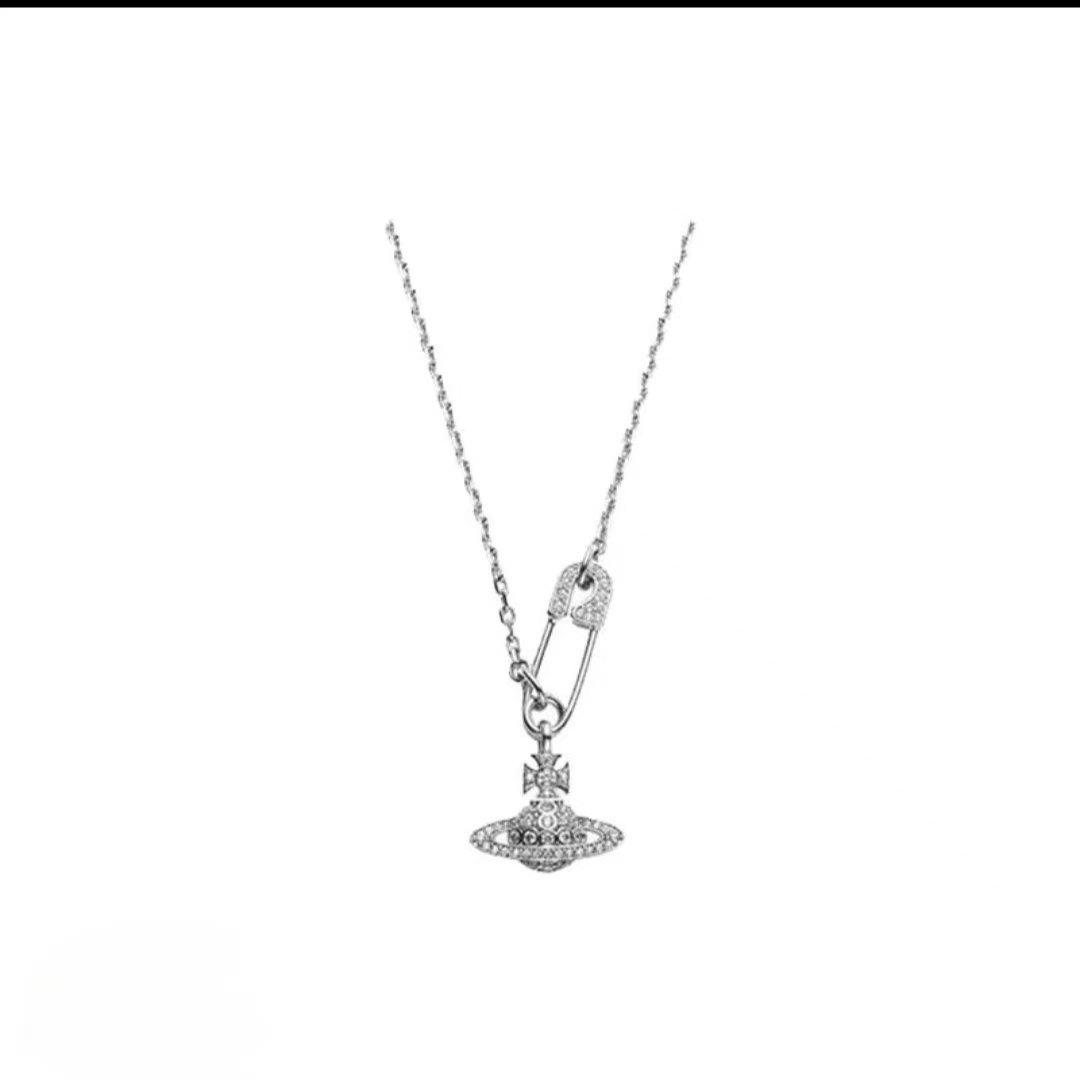 铜合金锆石项链 铜合金合成锆石西太后限定【土星系列】别针款L1-3