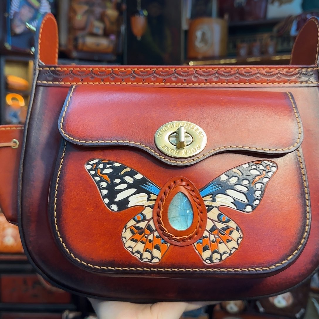 默***1牦牛剖层皮革飞驰Hobo蝴蝶6号