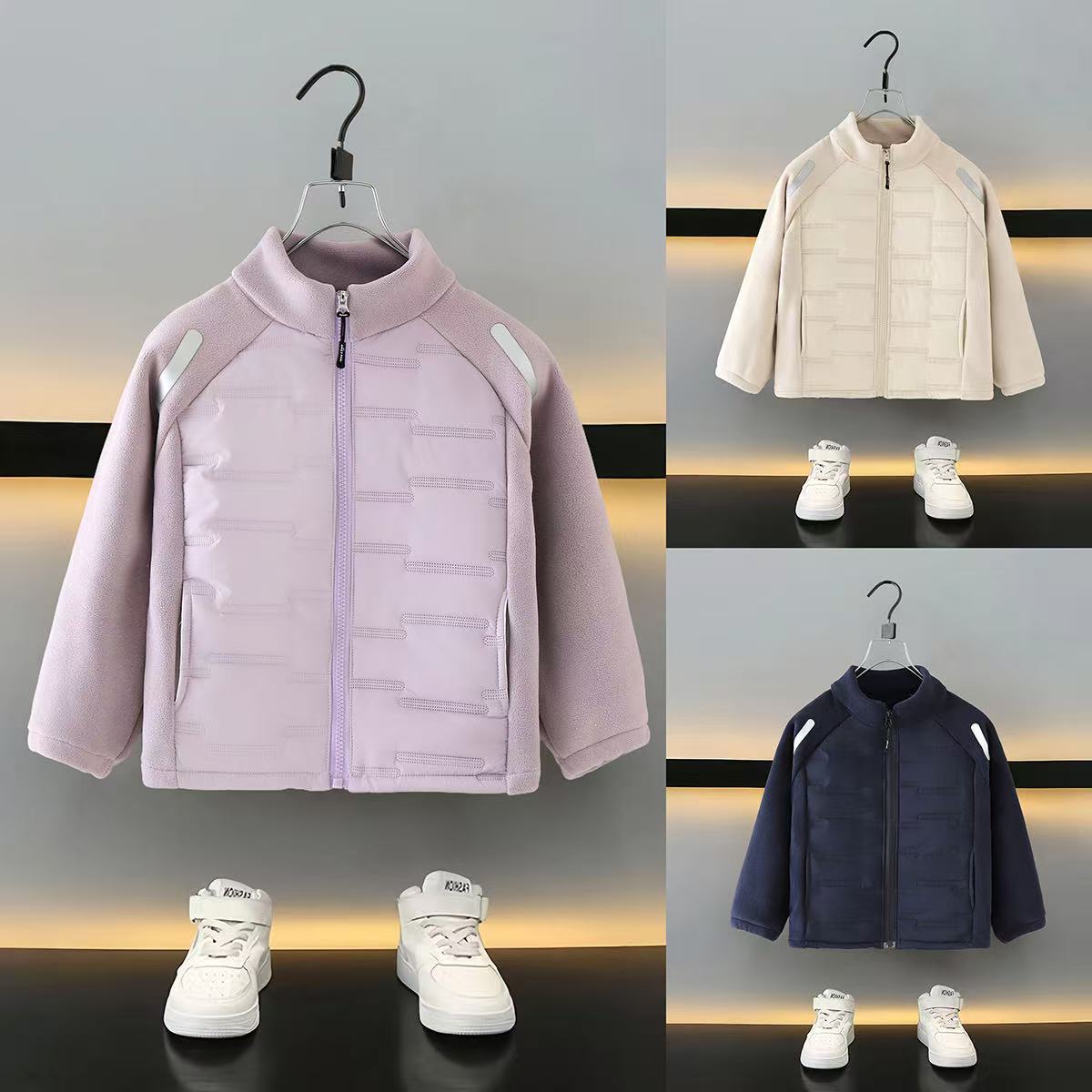 儿童夹棉立领外套秋冬装棉服男女同款内穿外穿加厚保暖校服神器