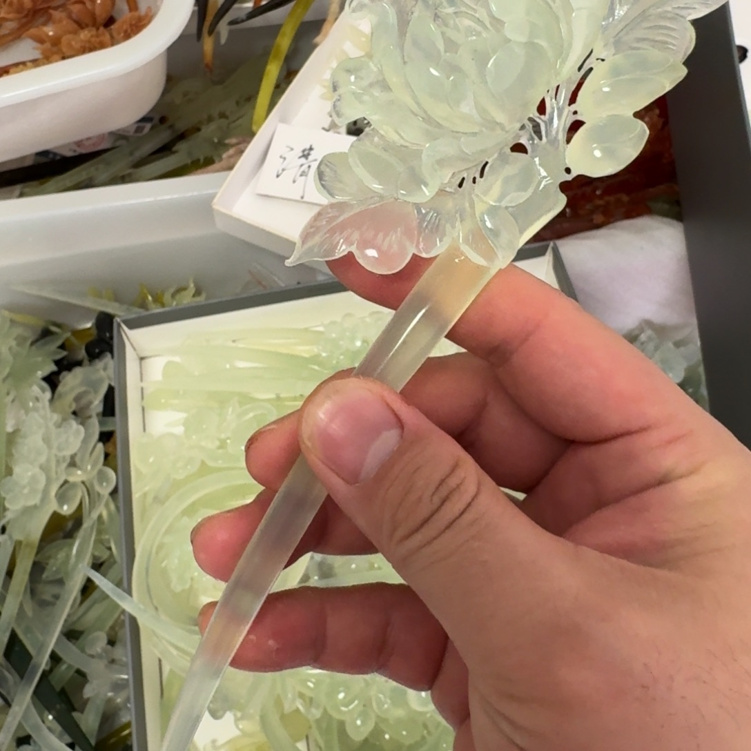 岫玉发饰未镶嵌花*清