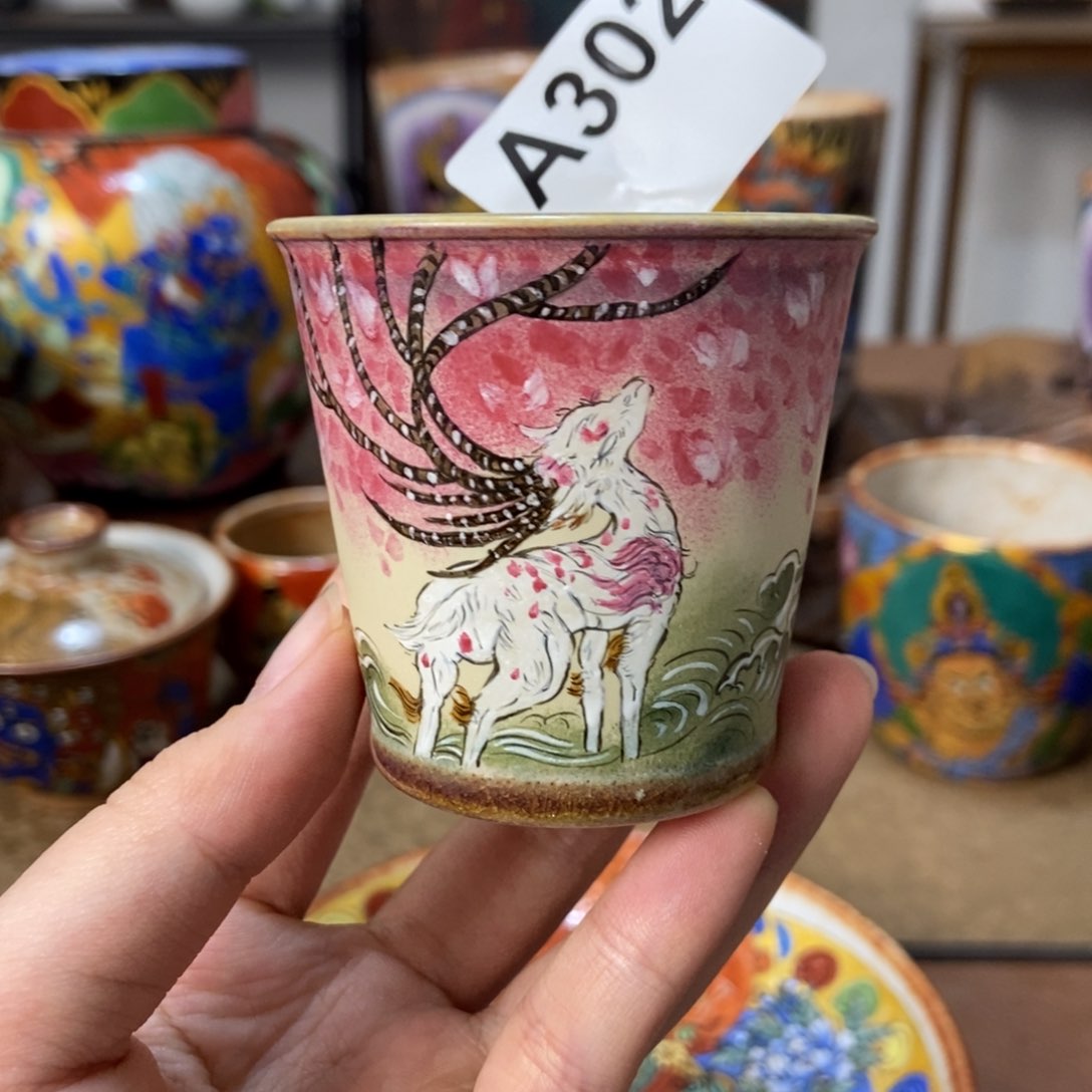 手工绘画神鹿杯子