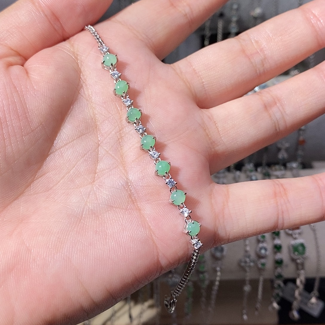 翡翠银S925镶嵌手链