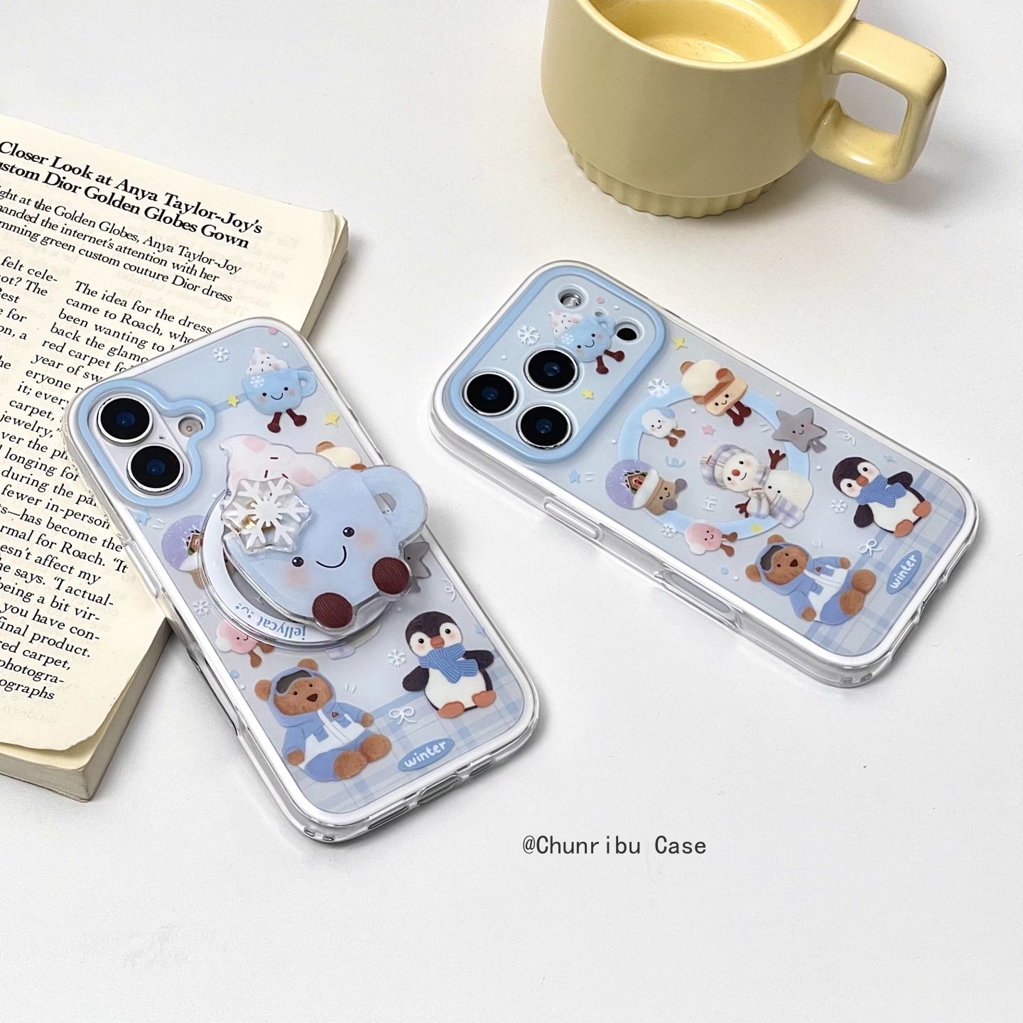 冬季雪人小熊企鹅适用苹果17/16promax手机壳二合一磁吸15/14/13