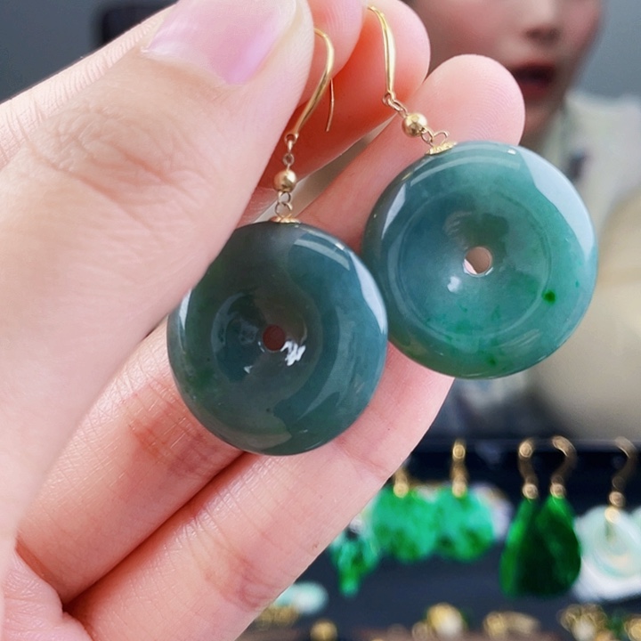 翡翠耳饰18K金镶嵌饰品