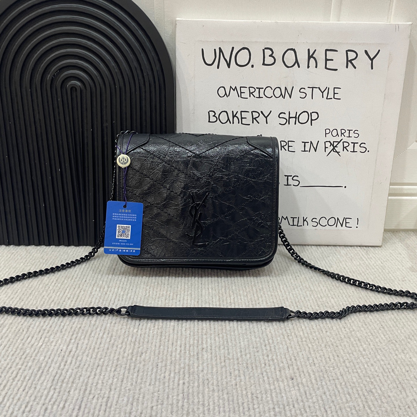 95新 YSL/圣罗兰 黑色Niki mini 斜挎包