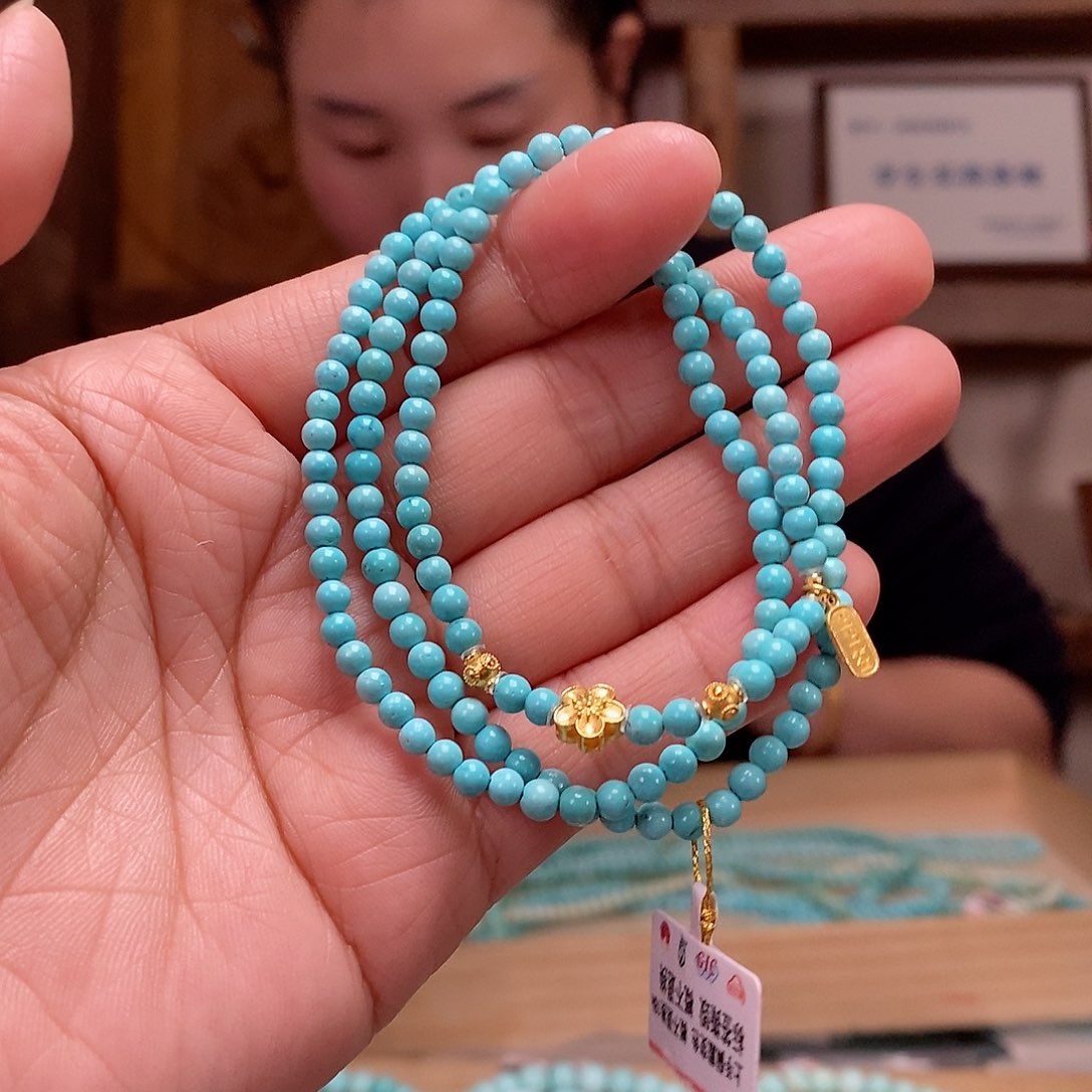 绿松石珠宝奇石18K金镶嵌