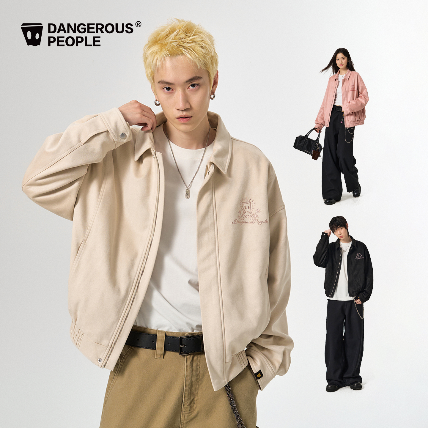 Dangerouspeople薛之谦dsp麂皮绒立体刺绣夹克落肩宽松百搭潮外套