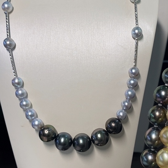 海水珍珠颈饰银S925镶嵌12-13