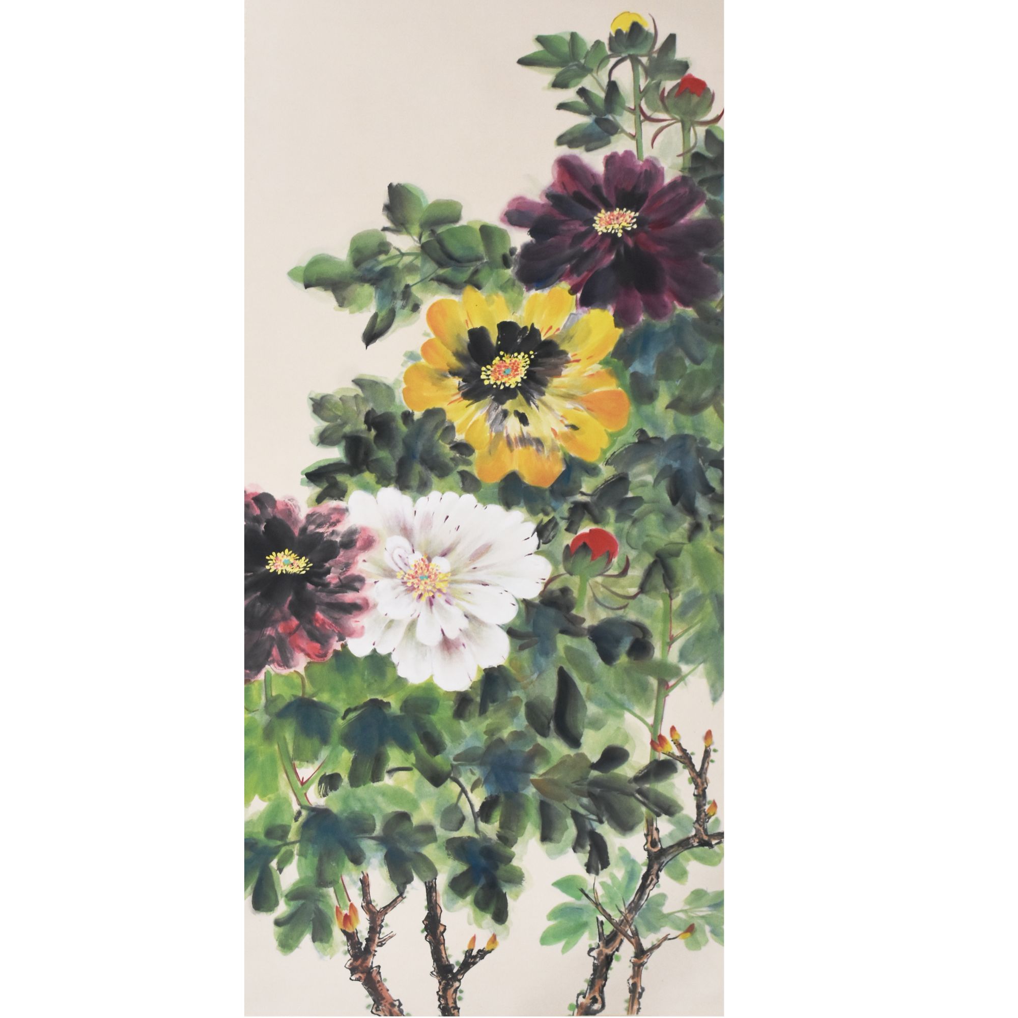 HM10009 富贵牡丹图 137×50 纸本立轴 6.1平尺