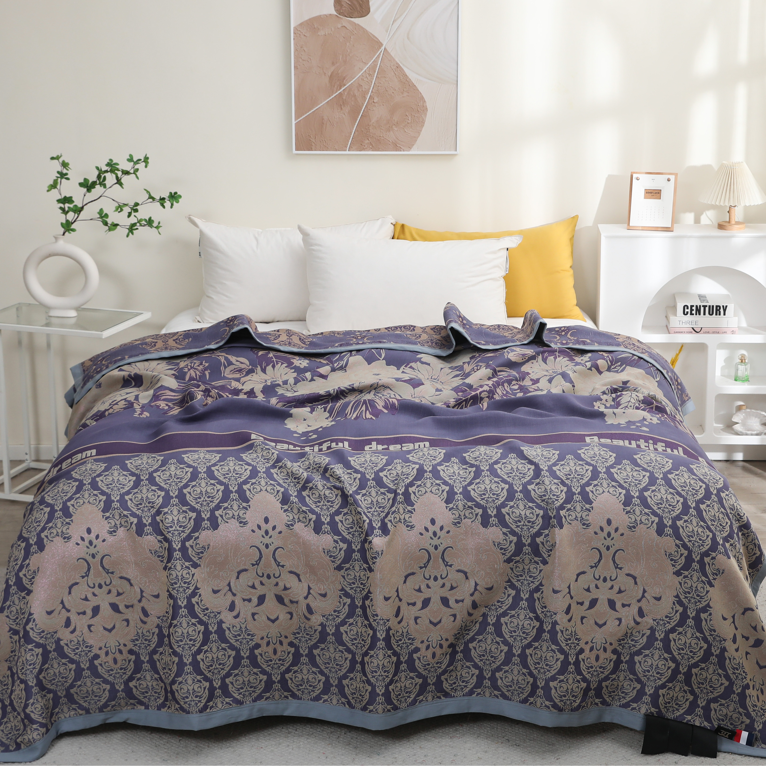 XDONGY（冬云家纺）230*250高端虫草灵芝萃取 花蝶紫色理疗毯