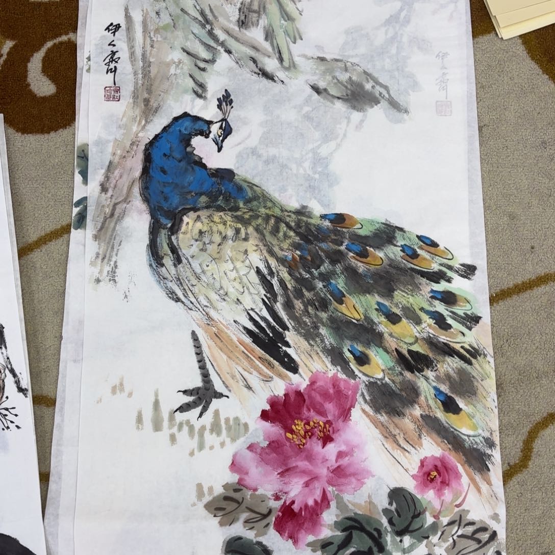 国画齐红玲三尺花鸟赵