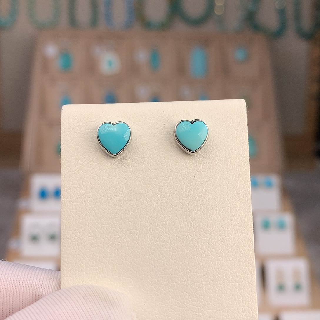 绿松石银S925镶嵌耳饰