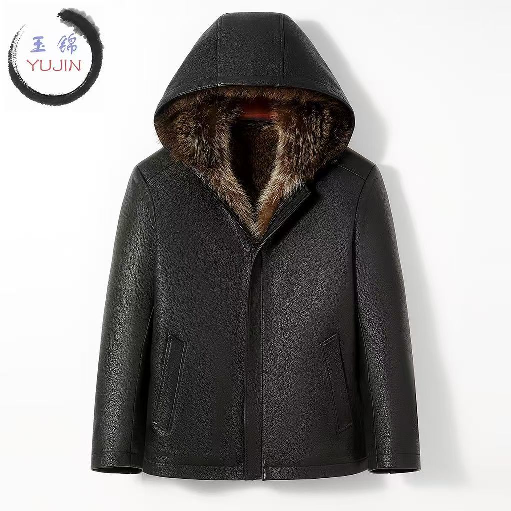 进口美洲貉内胆冬装皮毛两体男士常规款加厚男装皮草外套2024新款