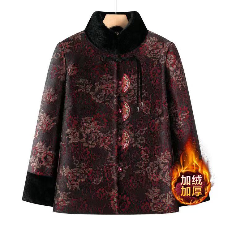 中老年秋冬唐装棉衣民族风中老年女装宽松型中国风