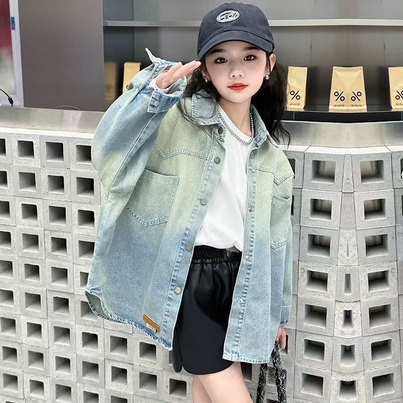 503280   韩版男童女童休闲舒适时尚春款牛仔衬衫外套