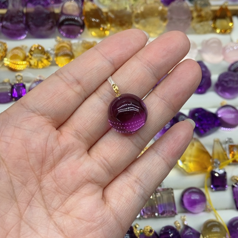 【闪购商品】水晶水晶吊坠18K金镶嵌