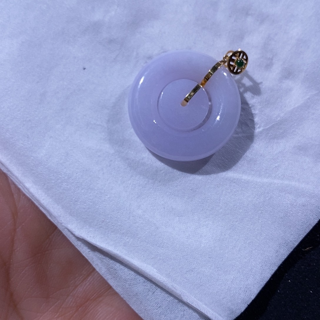 翡翠吊坠(不含链)18K金镶嵌